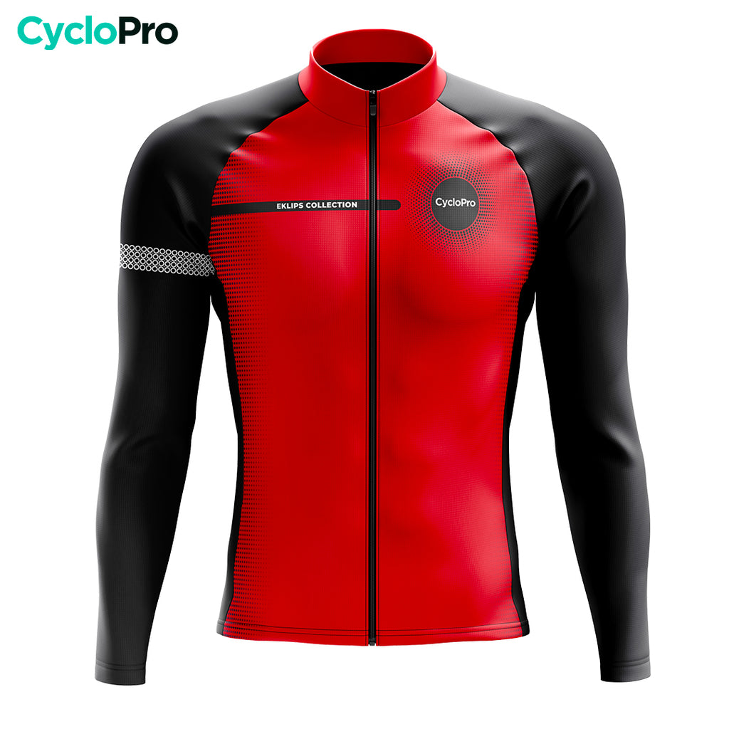 MAILLOT LONG DE CYCLISME AUTOMNE ROUGE - DIMENSION+ - CycloPro MAILLOT LONG DE CYCLISME AUTOMNE ROUGE - DIMENSION+ - CycloPro