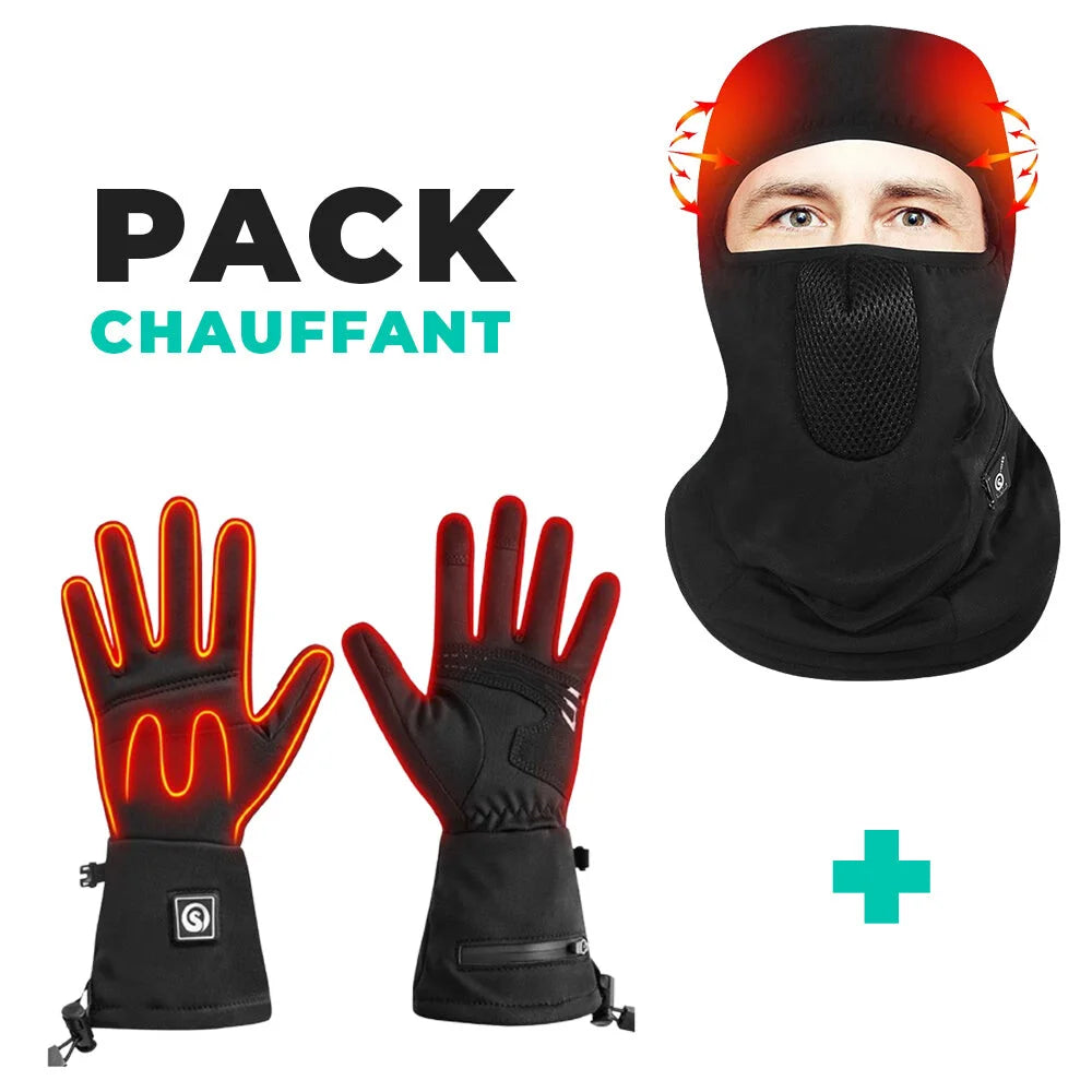 Dubbulon Gants Chauffants USB – Moufles Thermiques Imperméables Au Vent, Pour Cyclisme, Chasse, Conduite, Ski – Taille XL, Noir Ou Bleu