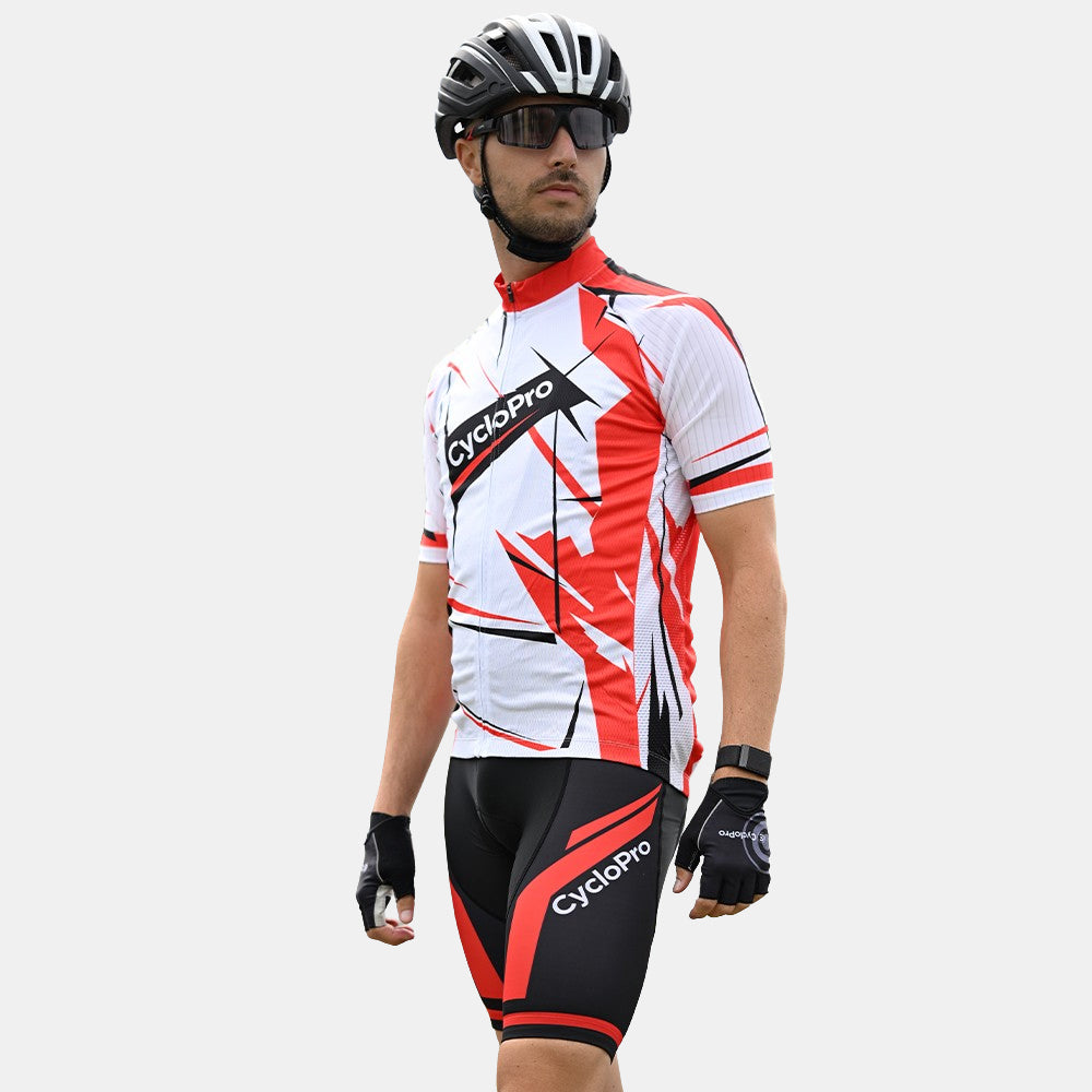Maillot Cycliste Homme Canari Rouge Taille L – Fermeture éclair Complète, Manches Courtes