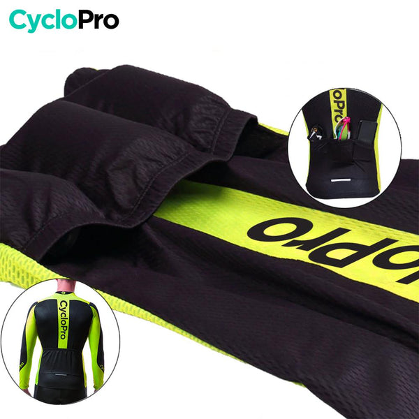 MAILLOT LONG DE CYCLISME JAUNE FLUO - HIVER - FLASH+ Maillot thermique homme GT-Cycle Outdoor Store 