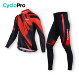 TENUE CYCLISTE HIVER ROUGE - ABSTRACT+ tenue de cyclisme CycloPro Sans XS 