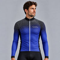 MAILLOT LONG DE CYCLISME HIVER BLEU - DIMENSION+