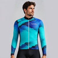 MAILLOT LONG DE CYCLISME HIVER BLEU - HORIZON