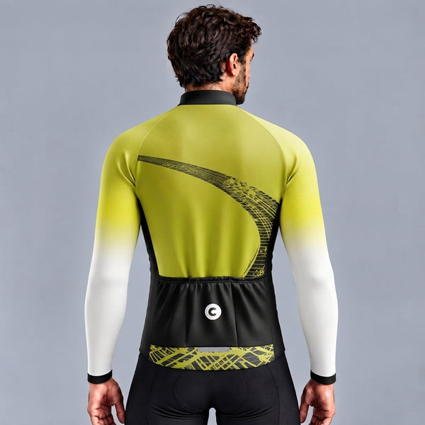 MAILLOT LONG DE CYCLISME HIVER JAUNE - TRACE+ 1