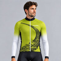 MAILLOT LONG DE CYCLISME HIVER JAUNE - TRACE+