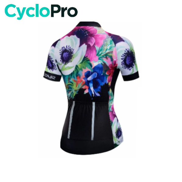 Maillot Vélo de Route Noir - Flowers+