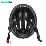 casque velo avec visiere noir et rouge cordon