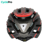 casque velo avec visiere noir et rouge dos