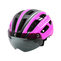 casque velo visiere rose