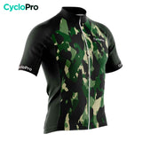 maillot cyclisme vert feuille militaro 34