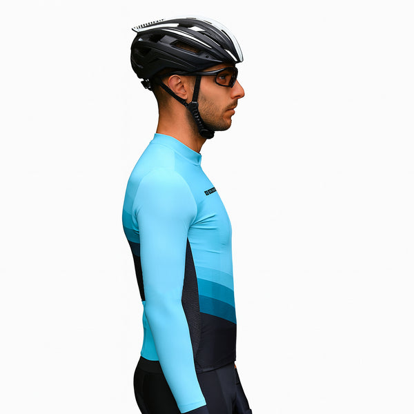 maillot long cycliste agility bleu 