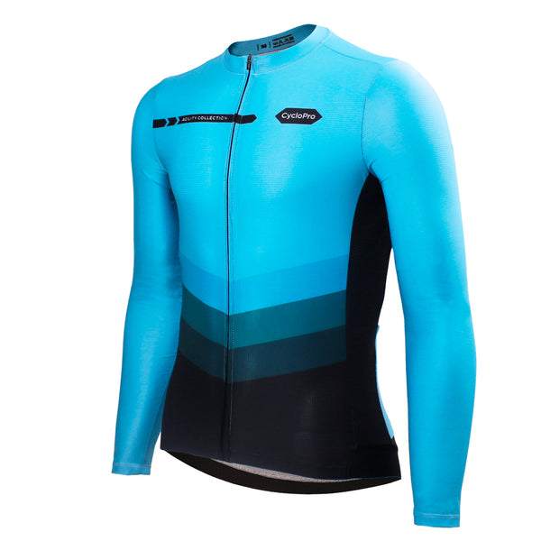 maillot long cycliste agility bleu 7