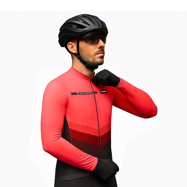 maillot long cycliste agility rouge 5