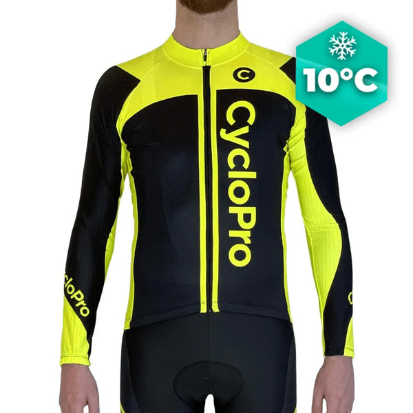 MAILLOT LONG DE CYCLISME JAUNE FLUO - AUTOMNE - FLASH+ Maillot long pour homme GT-Cycle Outdoor Store XS 