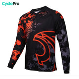 maillot manches longues vtt noir rouge 3 4