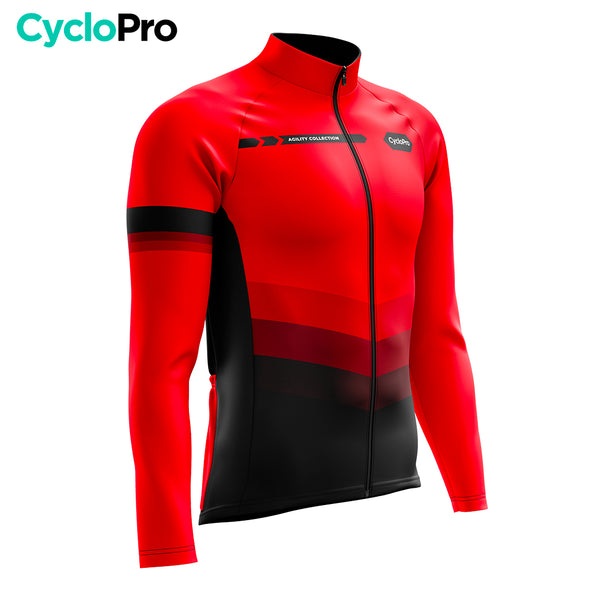 maillot thermique cyclisme rouge 1