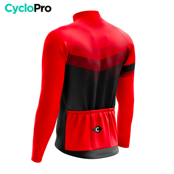 maillot thermique cyclisme rouge 2