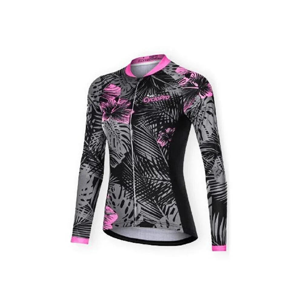 Tenue Cyclisme Femme Manches Longues + Cuissard Gel 3D - Séchage Rapide, Respirant, 3 Poches Arrière