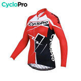 MAILLOT LONG DE CYCLISME ROUGE ET NOIRE - HIVER - CONFORT+