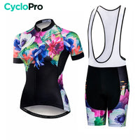 tenue cyclisme femme black flowers bretelles