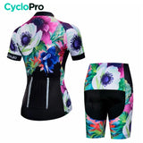 tenue cyclisme femme black flowers dos