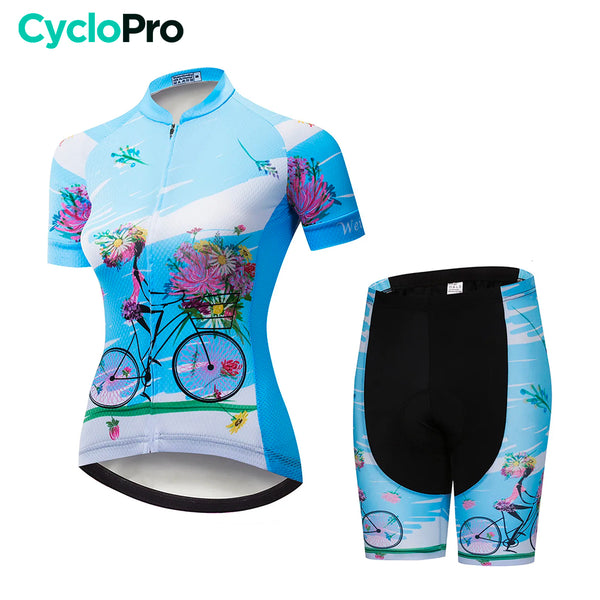 tenue cyclisme femme happy bleue sans bretelles