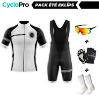Pack Été Complet Blanc Eklïps - Tenue Cycliste + Mitaines + Chaussettes + Lunettes