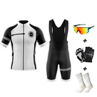 Pack Été Complet Blanc Eklïps - Tenue Cycliste + Mitaines + Chaussettes + Lunettes