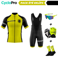 Pack Été Complet Jaune Eklïps - Tenue Cycliste + Mitaines + Chaussettes + Lunettes