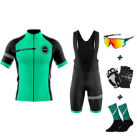 Pack Été Complet Turquoise Eklïps - Tenue Cycliste + Mitaines + Chaussettes + Lunettes