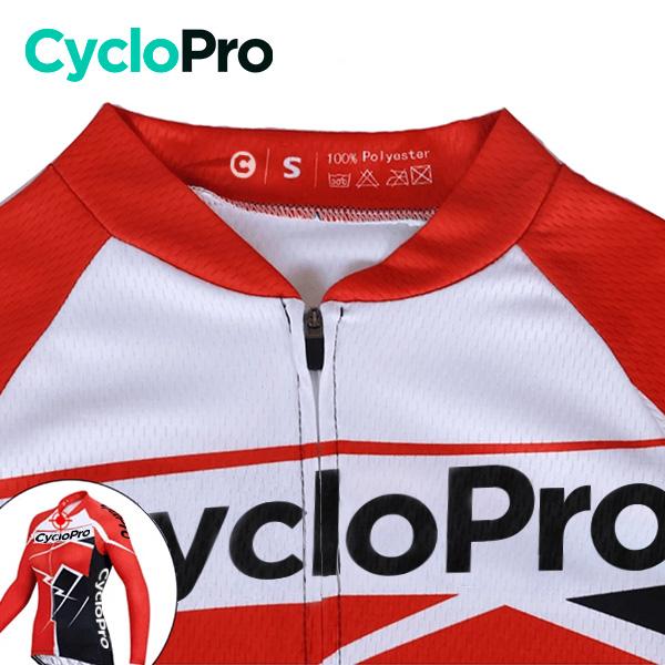 MAILLOT LONG DE CYCLISME ROUGE ET NOIRE - HIVER - CONFORT+