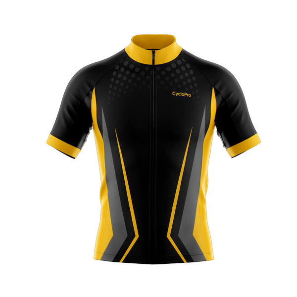 tenue cyclisme noire et jaune solidity maillot face