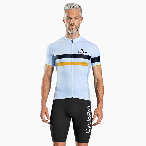 tenue ycliste ete elegance blanc jaune