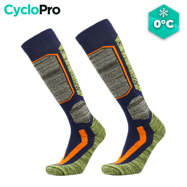 Chaussettes cyclisme hiver grises et jaunes confort