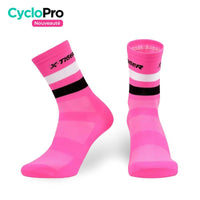 chaussettes cyclisme roses basses