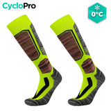 chaussettes hiver cyclisme jaune confort