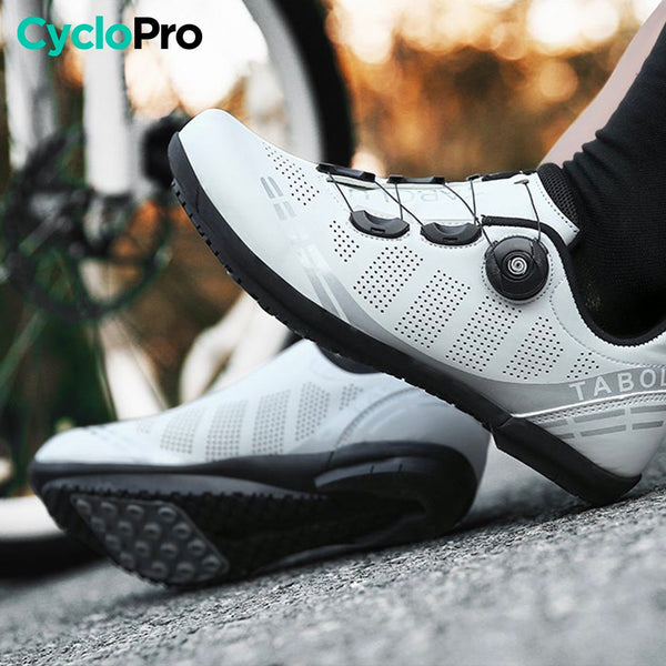 Chaussures Route/VTT blanches - Plate+ Chassures de vélo CycloPro 