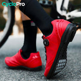 Chaussures Route/VTT rouge - Plate+ chaussures plates vélo CycloPro 