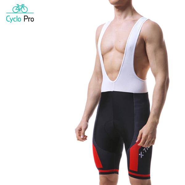 Cuissard pour VTT / Cyclisme - Confort+ - DESTOCKAGE Cyclo Pro Rouge - Avec bretelles XS 