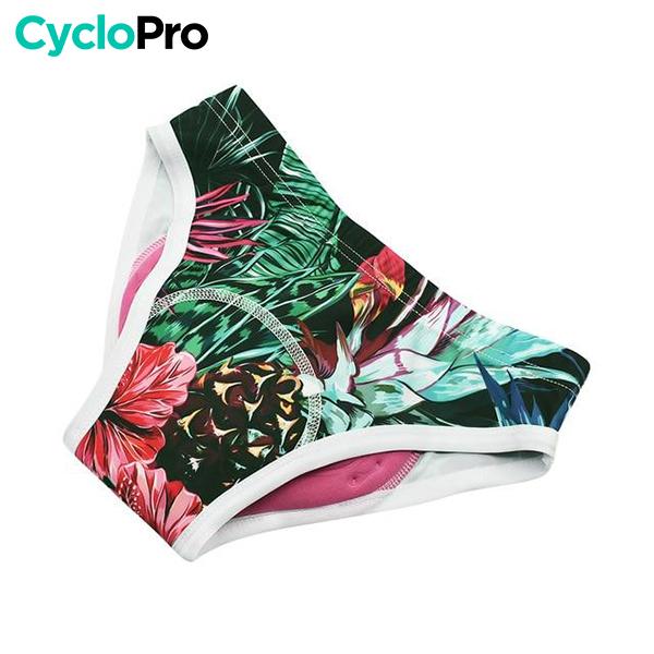 CULOTTE FLEURS TROPICALES VTT/CYCLISME ABSOR+ - FEMME Culotte absorbe chocs I*Love*Cycling Store 