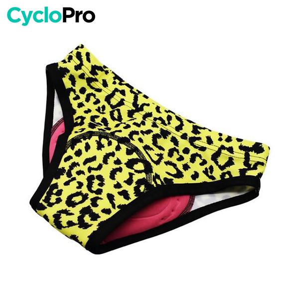 Culotte Leopard Jaune VTT/Cyclisme Absor+ - Femme Culotte absorbe chocs I*Love*Cycling Store 