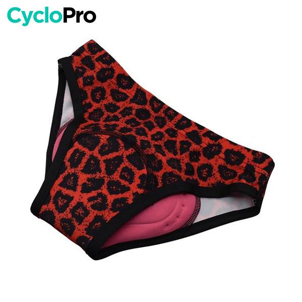 CULOTTE LEOPARD ROUGE VTT/CYCLISME ABSOR+ - FEMME Culotte absorbe chocs I*Love*Cycling Store 