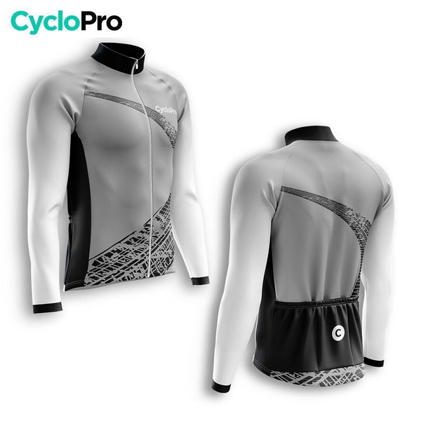 MAILLOT LONG DE CYCLISME AUTOMNE GRIS - TRACE+ maillot cyclisme automne GT-Cycle Outdoor Store 