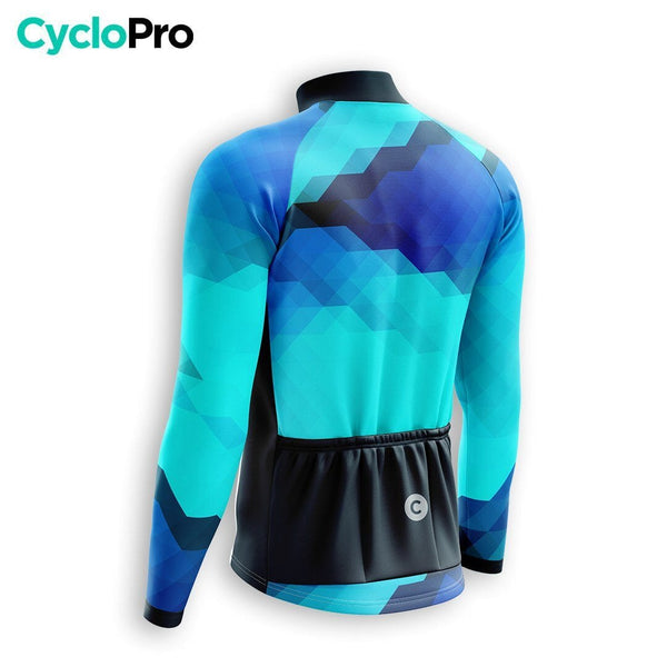 MAILLOT LONG DE CYCLISME HIVER BLEU - HORIZON+ - DESTOCKAGE Maillot thermique homme Cyclopro 