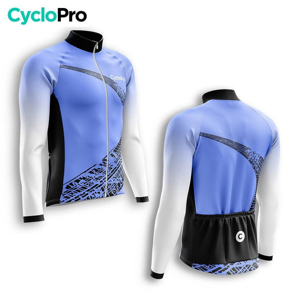 MAILLOT LONG DE CYCLISME HIVER BLEU - TRACE+ Maillot thermique homme GT-Cycle Outdoor Store 