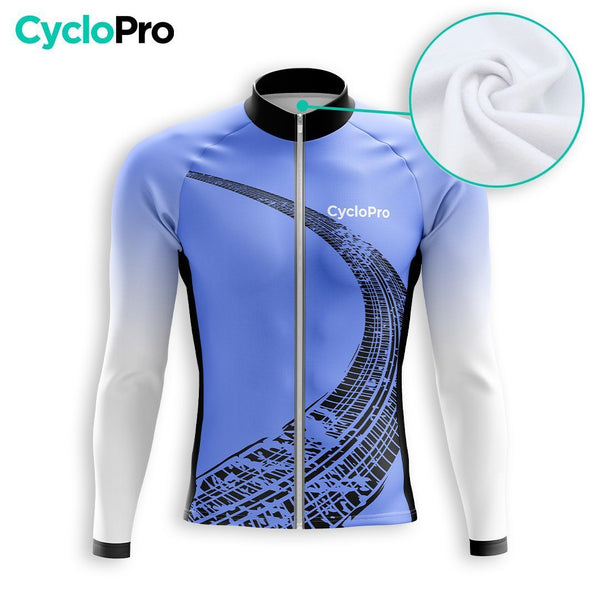 MAILLOT LONG DE CYCLISME HIVER BLEU - TRACE+ Maillot thermique homme GT-Cycle Outdoor Store 