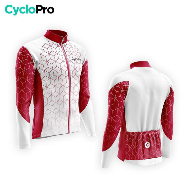 MAILLOT LONG DE CYCLISME HIVER GRENAT - CUBIC+ Maillot thermique homme GT-Cycle Outdoor Store 