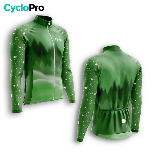 MAILLOT LONG DE CYCLISME HIVER VERT - SNOW+ Maillot thermique homme GT-Cycle Outdoor Store 