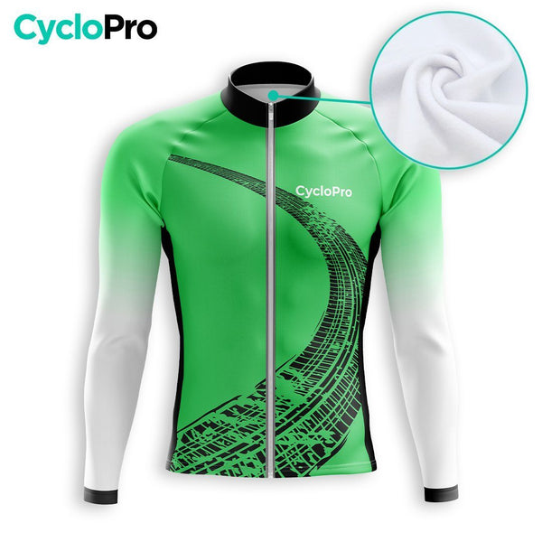 MAILLOT LONG DE CYCLISME HIVER VERT - TRACE+ Maillot thermique homme GT-Cycle Outdoor Store 