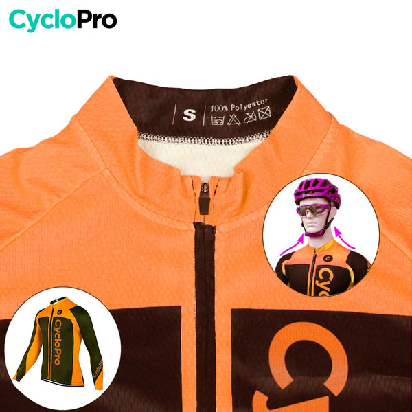 MAILLOT LONG DE CYCLISME ORANGE - HIVER - FLASH+ Maillot thermique homme GT-Cycle Outdoor Store 